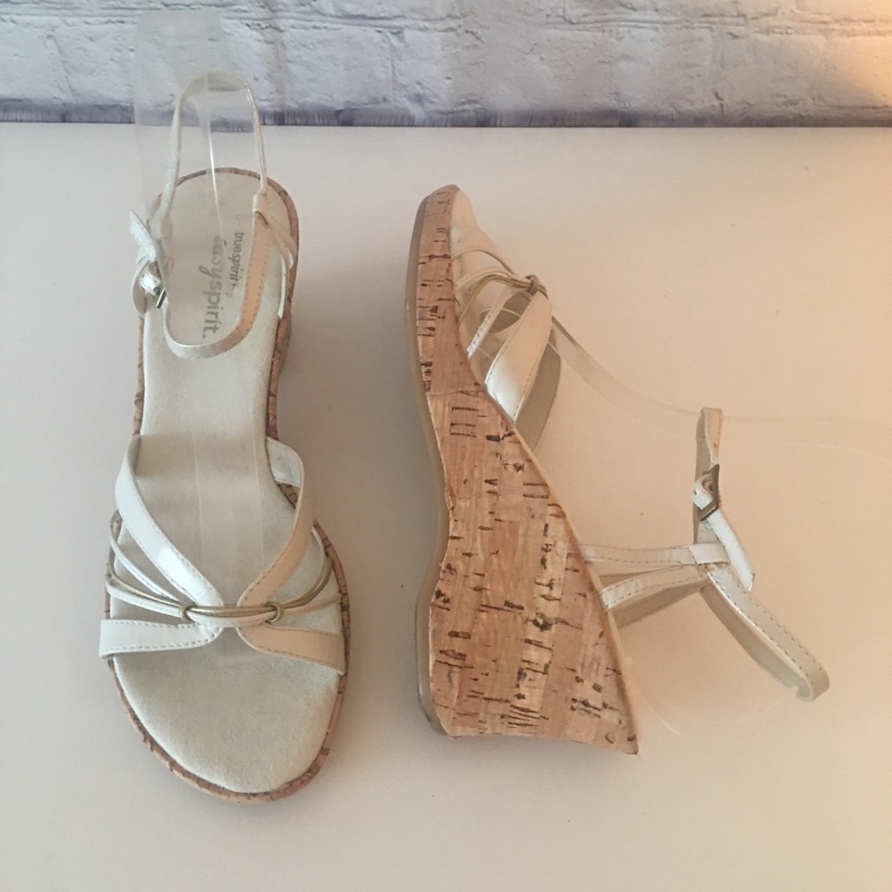 Easy Spirit WHITE Wedge Sandals SZ 6 - Picture 2 of 10